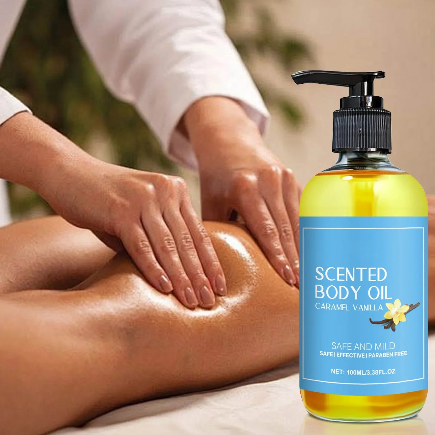 Huile de massage professionnelle à la vanille – hydratante et relaxante pour muscles