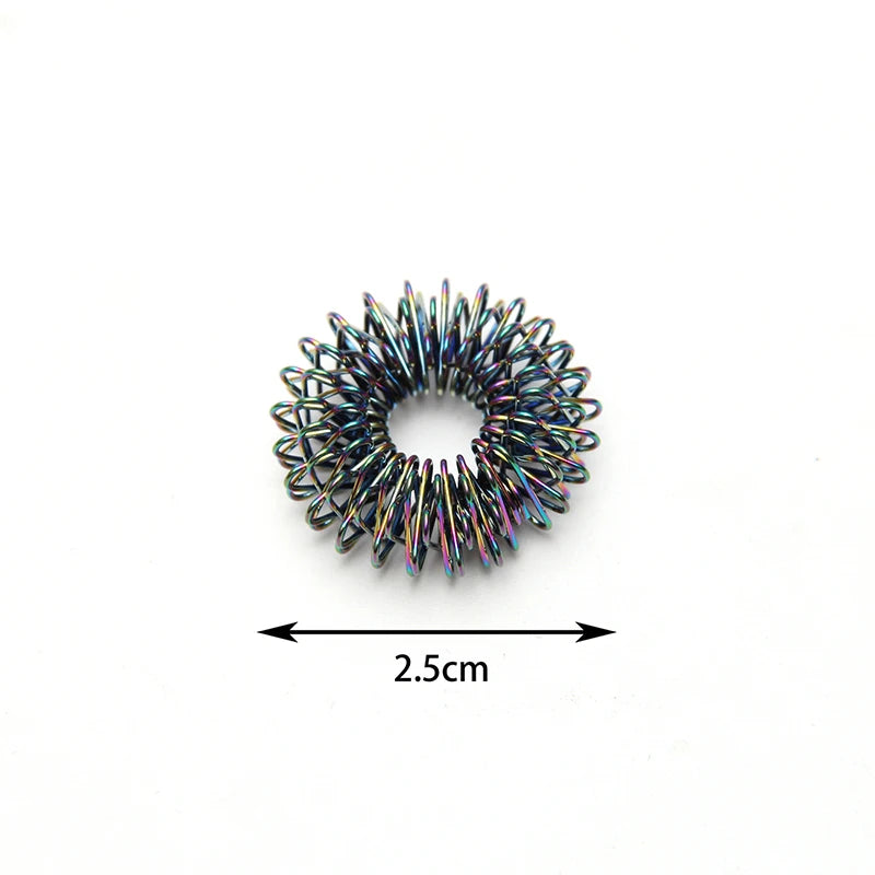 Bague d’acupression – Lot de 5 anneaux noirs et dorés pour massage des doigts, thérapie et relaxation des mains