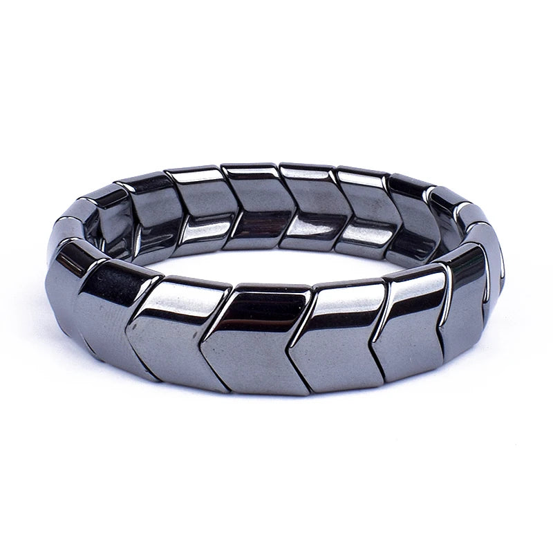 Bracelet d’acupression double Hématite – Soulagement douleurs arthrite, stimulation points d’acupression, bijou énergétique pour hommes et femmes