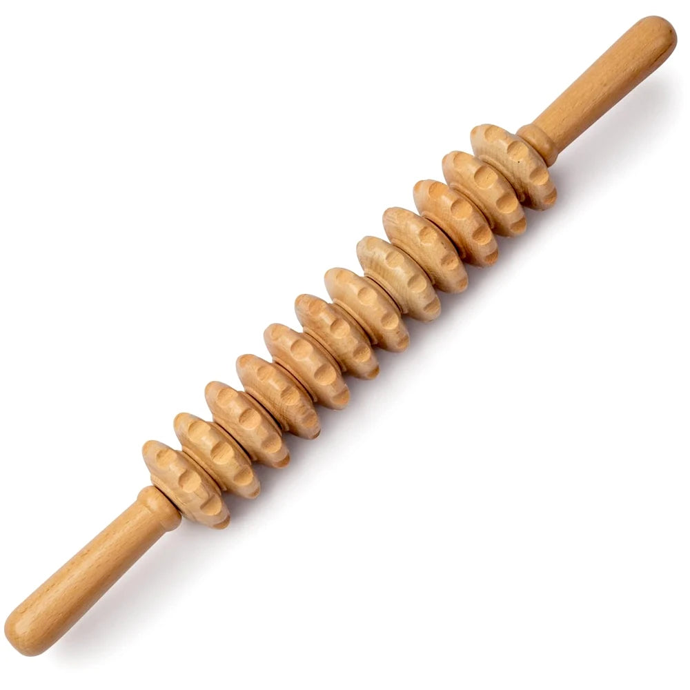 Rouleau de massage dos en bois – Thérapie par le bois, drainage lymphatique et relaxation musculaire profonde