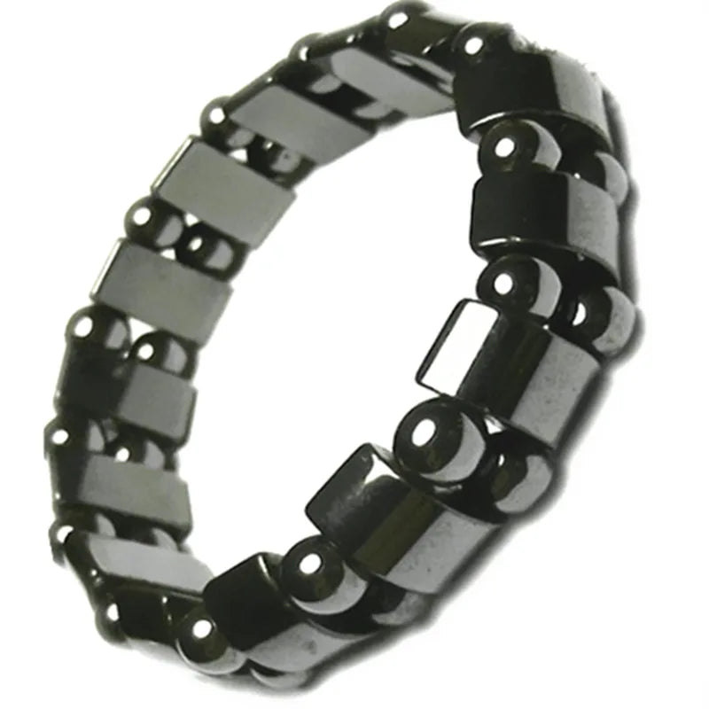 Bracelet d’acupression double Hématite – Soulagement douleurs arthrite, stimulation points d’acupression, bijou énergétique pour hommes et femmes