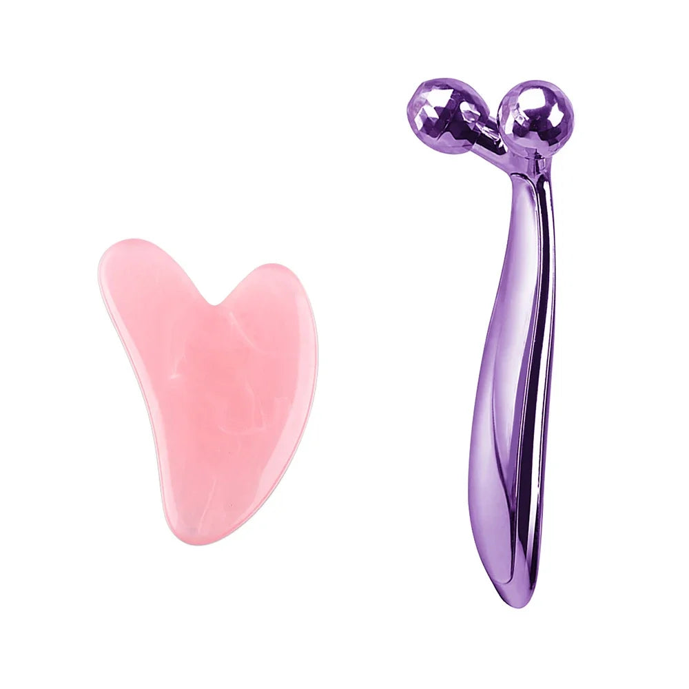 Rouleau Visage en Y 3D & Gua Sha – Massage Cou et Visage 360° – Outil Lifting et Anti-Rides