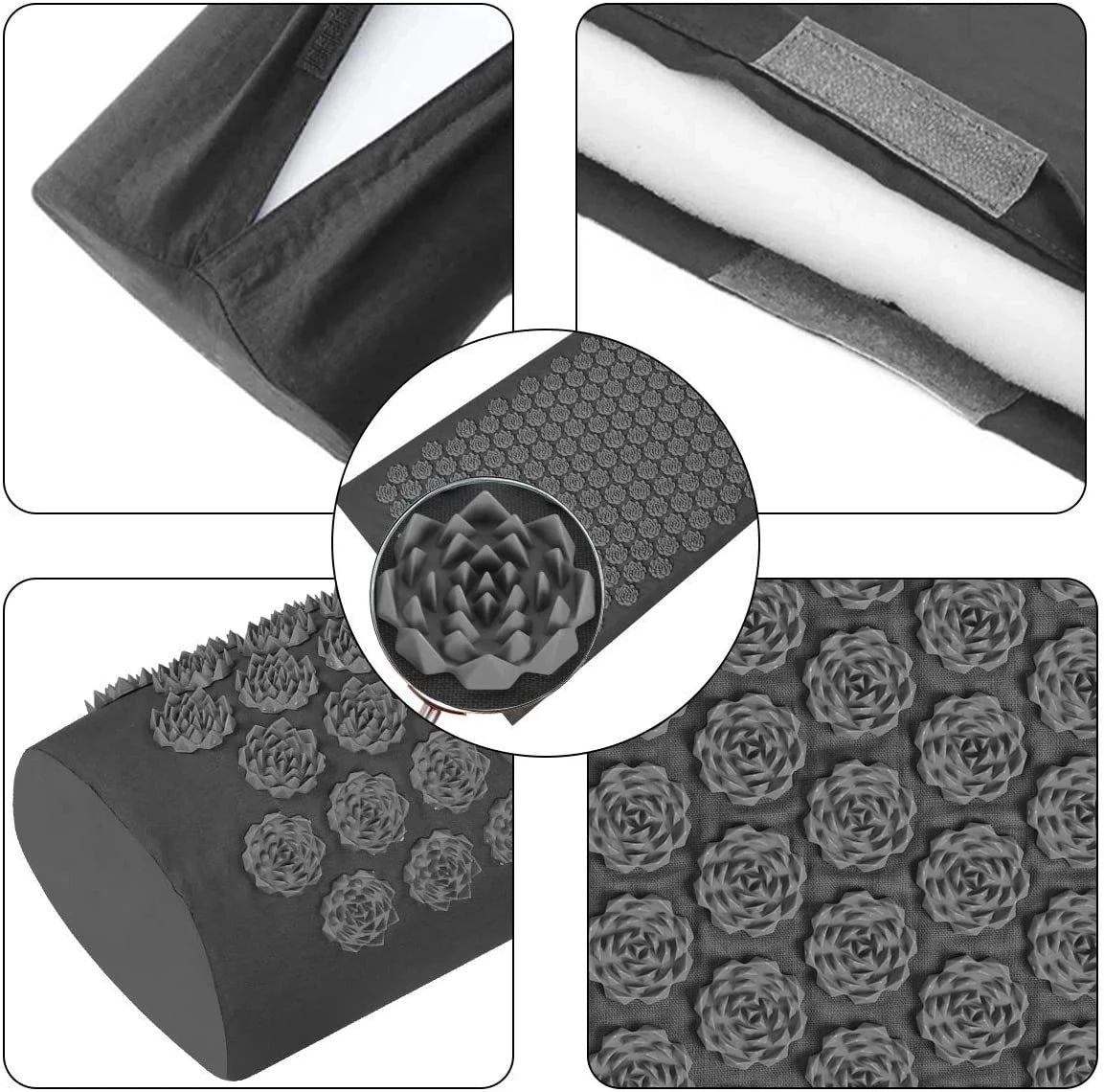 Tapis d’acupression avec coussin – Lot de 3, massage à picots, stimulation corporelle, relaxation musculaire et massage des pieds