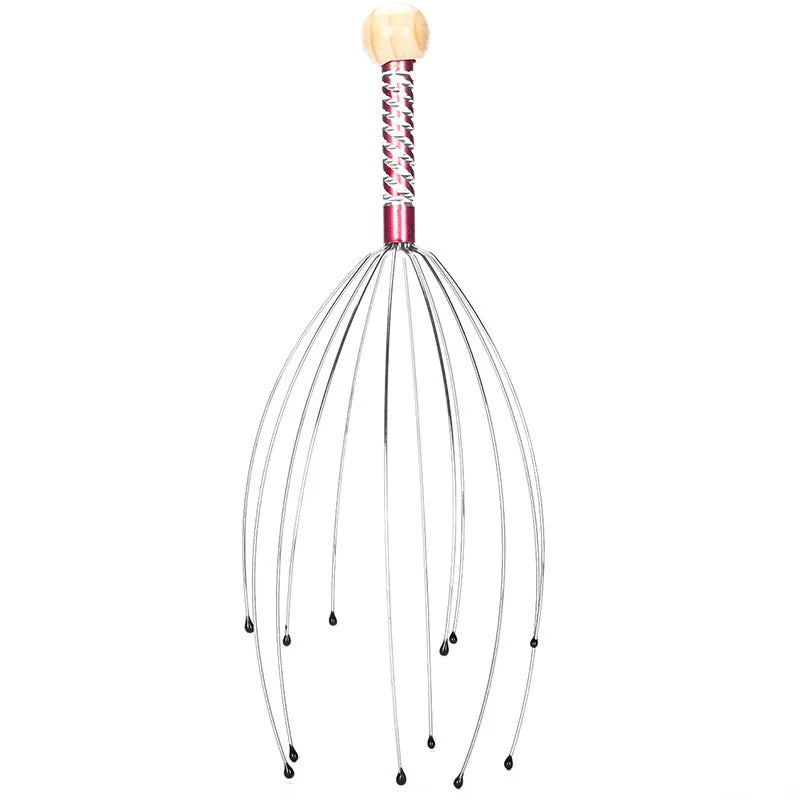 Brosse massage cuir chevelu pieuvre en acier inoxydable – Masseur de tête relaxant anti-démangeaisons