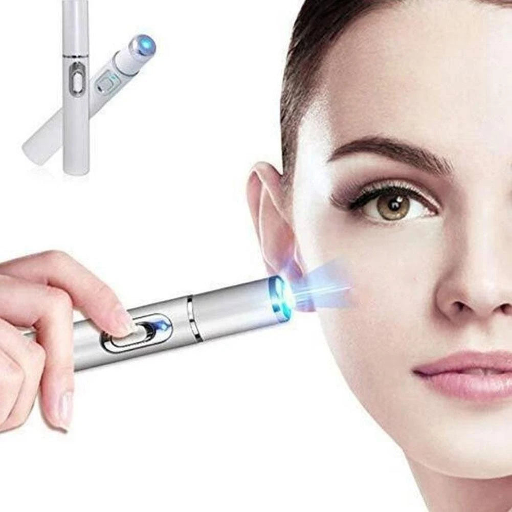 Stylo anti-acné LED à lumière bleue – Appareil de photothérapie visage pour traitement des imperfections, cicatrices et rides