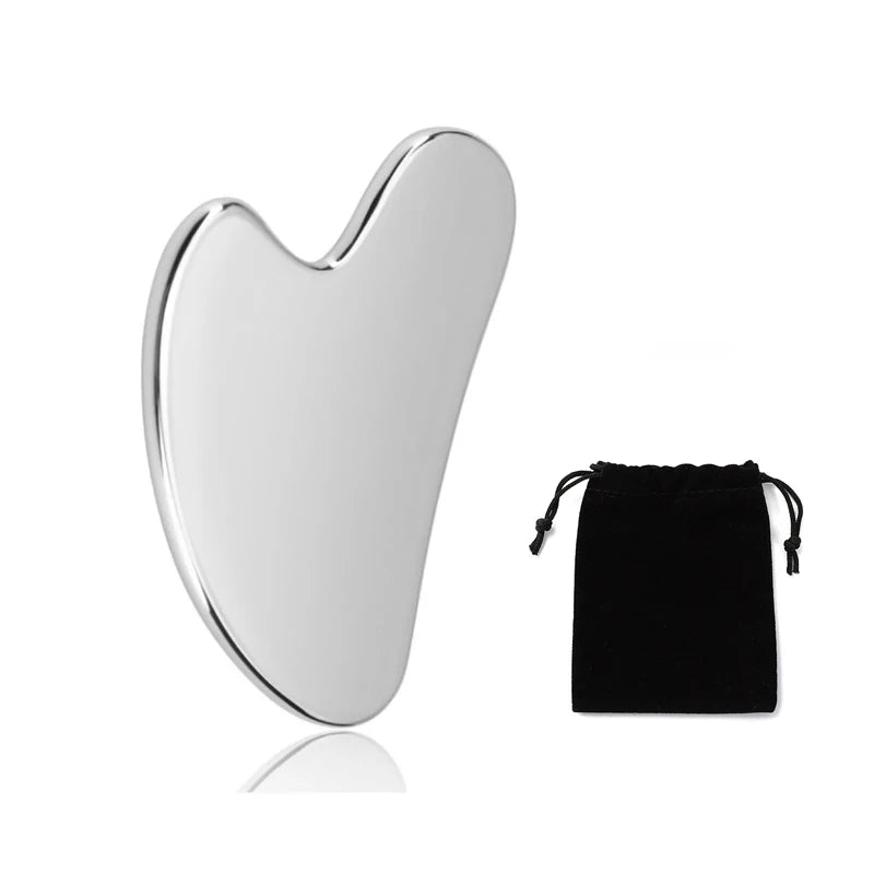 Rouleau Facial en Acier Inoxydable & Gua Sha – Traitement Visage, Corps, Détente et Pierre Massage Visage