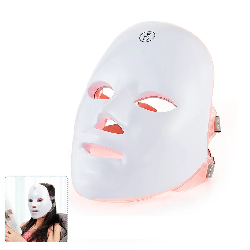 Masque facial LED 7 couleurs sans fil – Appareil de beauté pour raffermir et rajeunir la peau du visage et du cou