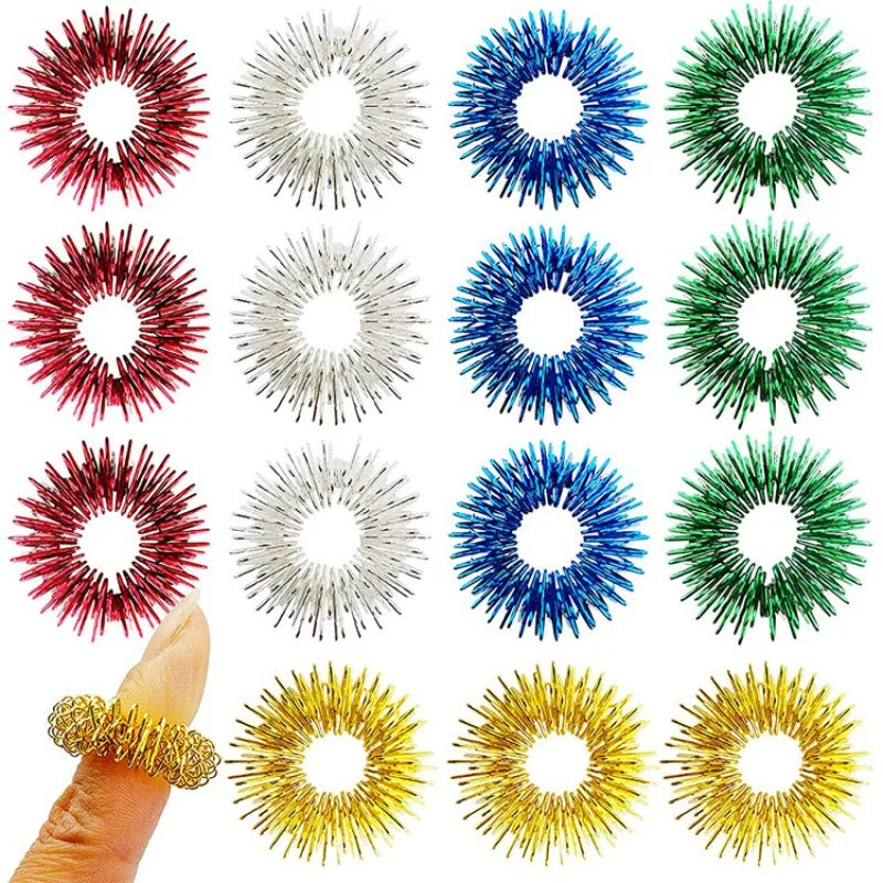 Bague d’acupression – Lot de 10/20 anneaux sensoriels pour doigts, massage anti-stress, relaxation et stimulation
