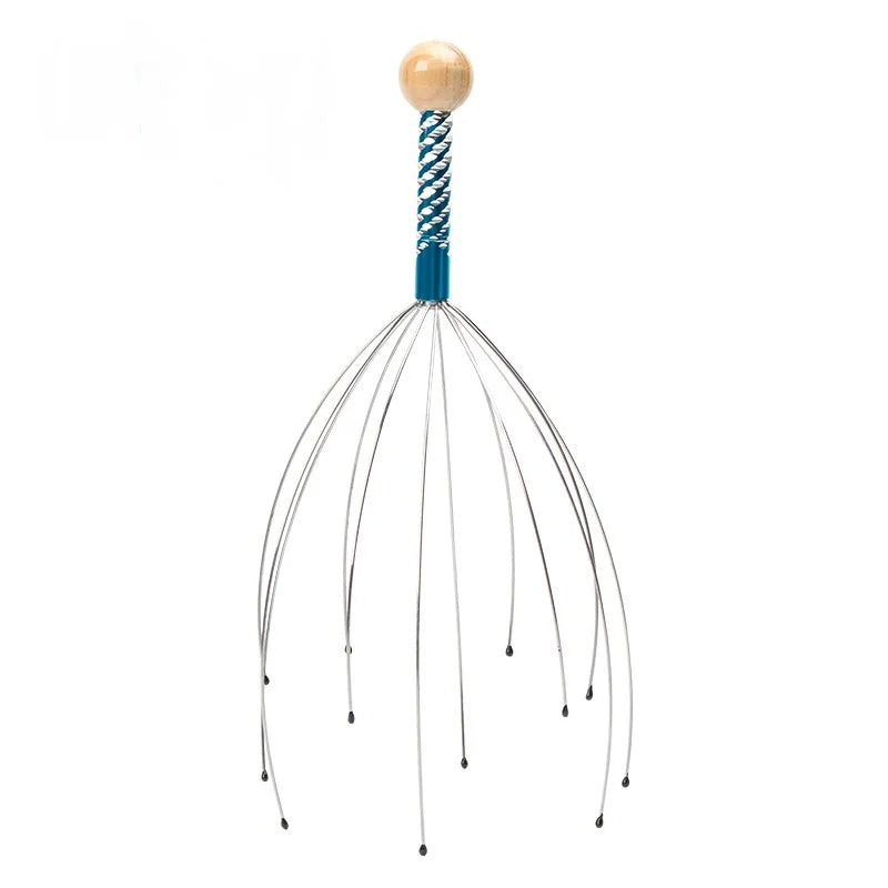 Brosse massage cuir chevelu pieuvre en acier inoxydable – Masseur de tête relaxant anti-démangeaisons