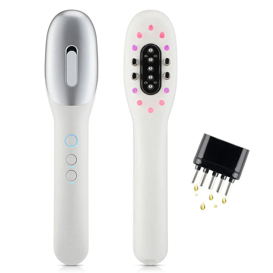 Brosse massage cuir chevelu EMS avec LED – Peigne masseur électrique pour la tête