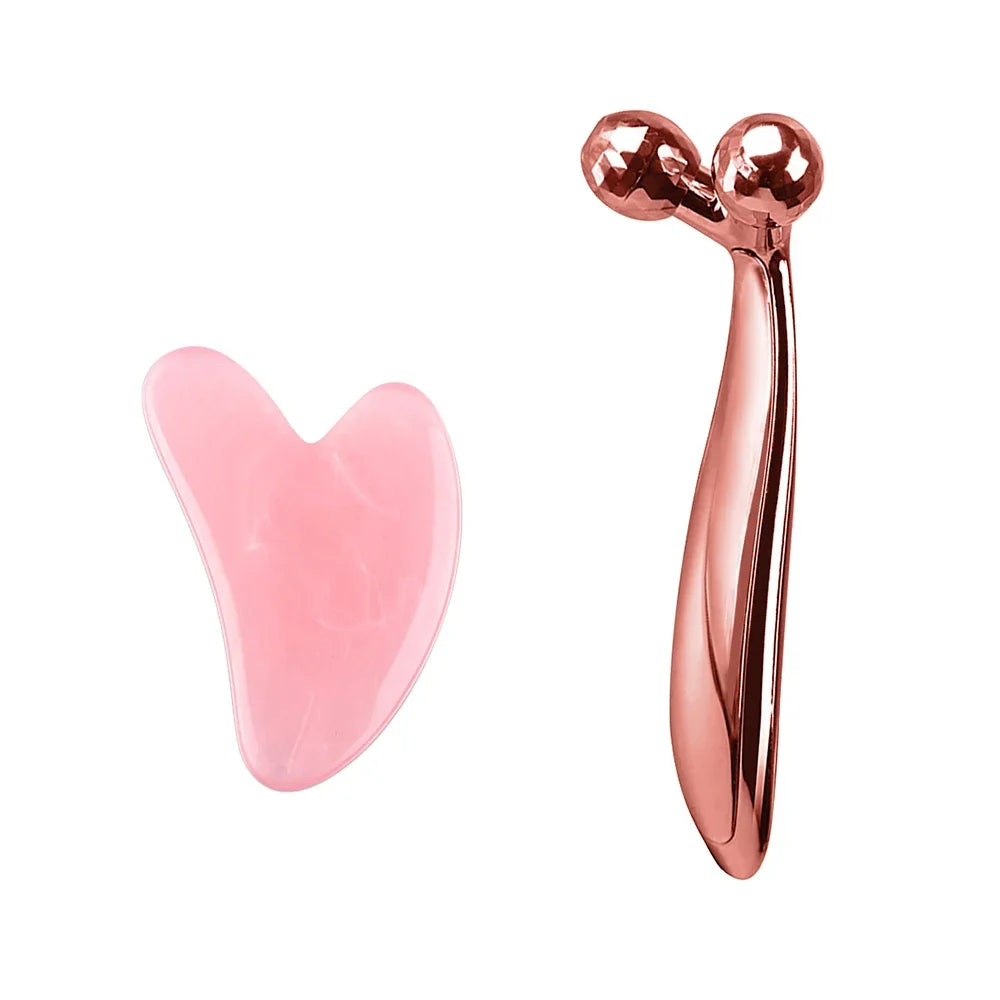 Rouleau Visage en Y 3D & Gua Sha – Massage Cou et Visage 360° – Outil Lifting et Anti-Rides