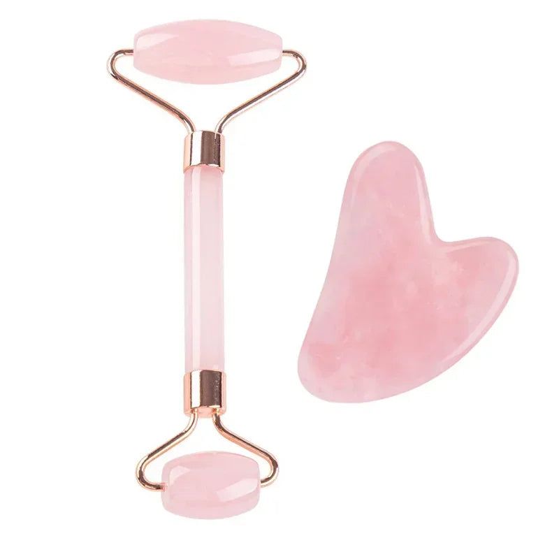 Rouleau de Jade Visage & Gua Sha – Outil Lifting et Massage Spa pour Yeux, Cou et Corps