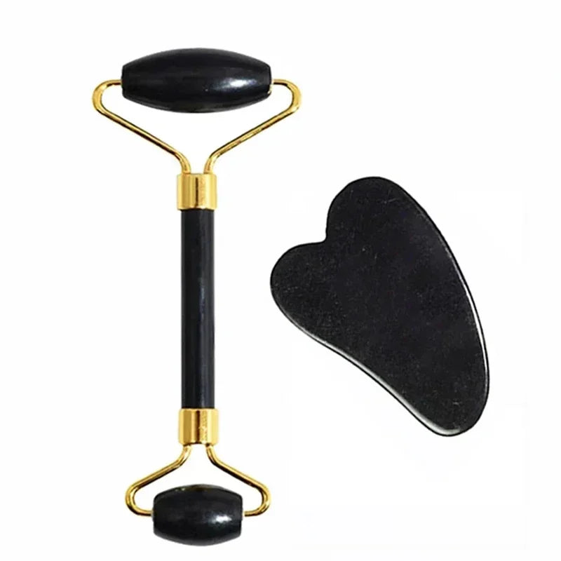 Rouleau de Jade Visage & Gua Sha – Outil Lifting et Massage Spa pour Yeux, Cou et Corps