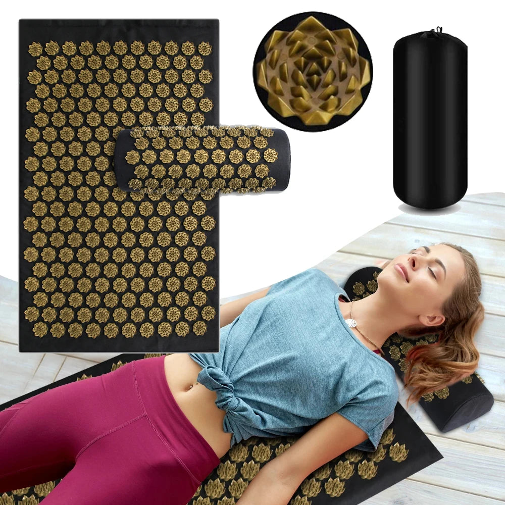 Tapis d’acupression avec coussin – Lot de 3, massage à picots, stimulation corporelle, relaxation musculaire et massage des pieds