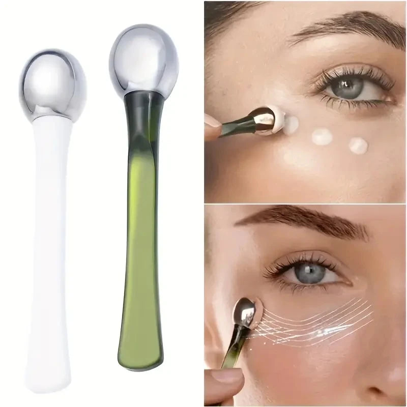 Rouleau Massage Visage Contour des Yeux – Applicateur Crème Anti-Rides en Alliage Doré