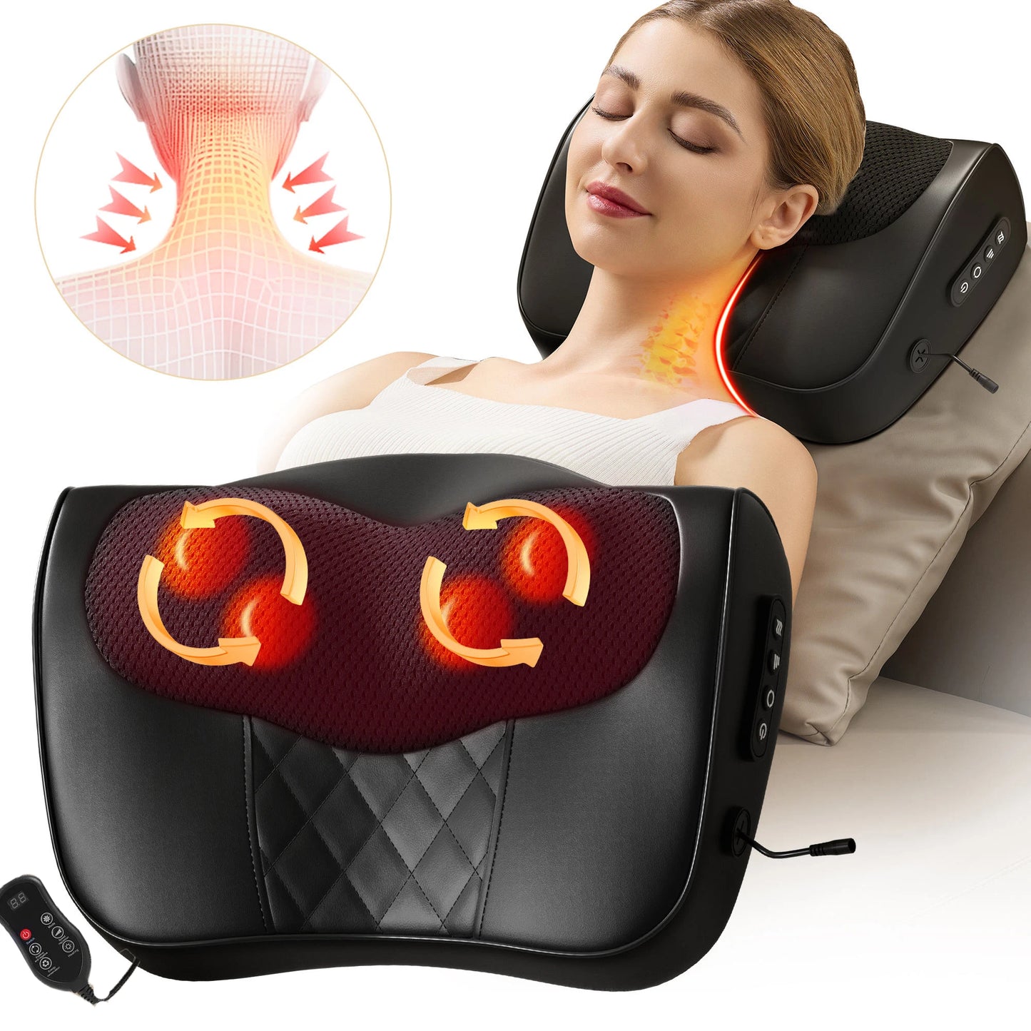 Coussin masseur shiatsu – Massage cou, dos et épaules, chaleur relaxante et détente musculaire