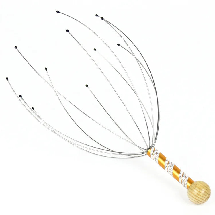 Brosse massage cuir chevelu pieuvre en acier inoxydable – Masseur de tête relaxant anti-démangeaisons