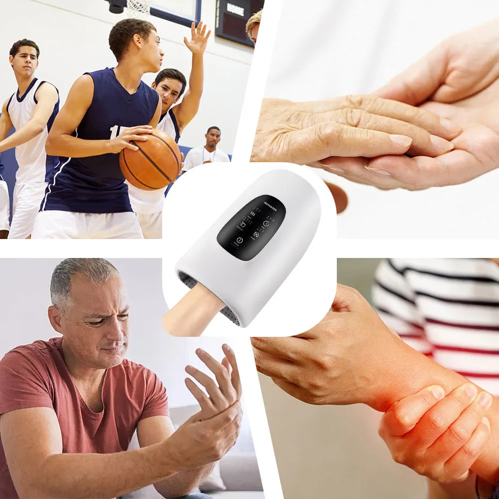Masseur électrique main avec compression d’air et chaleur – Soulagement arthrite et engourdissements